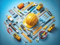 Comprehensive Isometric Illustration of Construction Tools A Versatile Design for Construction DIY and Home Improvement Royalty Free Stock Photo