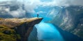 Captivating Landscape Of Trolltunga Norways Natural Beauty Unraveled In Aweinspiring Glory, Copy Space