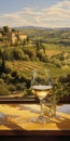 Captivating Landscapes: Delicately Rendered Wine Glass With A View