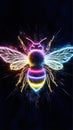 A captivating laser exploded design hologram in 3D features an artistic, vibrant depiction of a hornet