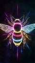 A captivating laser exploded design hologram in 3D features an artistic, vibrant depiction of a hornet