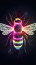 A captivating laser exploded design hologram in 3D features an artistic, vibrant depiction of a hornet