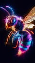 A captivating laser exploded design hologram in 3D features an artistic, vibrant depiction of a hornet