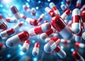 Innovative Medical Illustration Floating Red and White Capsules in a Long Exposure Showcasing Modern Healthcare Royalty Free Stock Photo