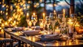 Captivating Long Exposure Table Setting Candles Wine and Elegance for a Romantic Dinner Royalty Free Stock Photo