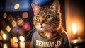 Precious Kitten in Personalized TShirt A LowLight Portrait of Adorable Cutthroat