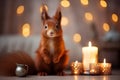 Captivating luminescent squirrel adds a touch of magic to beautifully adorned Christmas tree Royalty Free Stock Photo