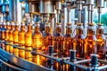CloseUp View of an Automated Liquid Filling System Precision and Speed in Industrial Manufacturing