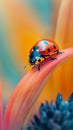 A captivating macro shot of a ladybug resting on a soft, pastel-colored flower petal, showcasing the insect's Royalty Free Stock Photo