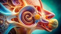 Unveiling the Inner Ears Intricate Architecture A Microscopic Exploration of the Cochlea and Semicircular Canals Royalty Free Stock Photo