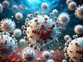 Unveiling the Cellular Combat A Microscopic TiltShift View of White Blood Cells Confronting Coronavirus in the Royalty Free Stock Photo