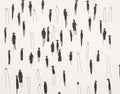 Captivating Minimalist Line Drawing of People in a Crowd, Simple Silhouette Art