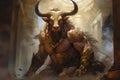 Captivating Minotaur myth with man warrior illustration. Generate Ai