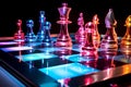 A chessboard made from gleaming chrome