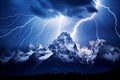 captivating moment majestic lightning strike illuminating dramatic mountain landscape