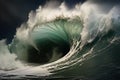 Captivating moment of a tsunami wave