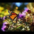 Captivating Monarch Butterfly on Blossoming Wildflower: Nature\'s Vibrant Harmony in a Stunning Macro Image