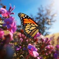 Captivating Monarch Butterfly on Blossoming Wildflower: Nature\'s Vibrant Harmony in a Stunning Macro Image