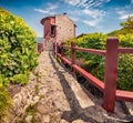 Captivating morning view of Petrela Castle. Impressive spring scene of Albania