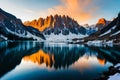 A captivating mountain lake with intense blue hues, set against the backdrop of majestic granite cliffs and a clear, sun-drenched Royalty Free Stock Photo