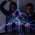 A captivating multi-orb plasma lamp display showcasing intricate electric currents and scientific Royalty Free Stock Photo