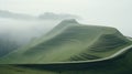 Captivating Neo-concrete Art: A Windy Path Overlooking A Lush Green Field