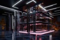 Captivating neon lit 3D renderings enhance the allure of a mysterious building