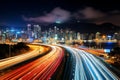 Captivating night scene with mesmerizing light streaks on a bustling highway under the starry sky Royalty Free Stock Photo