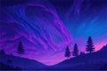 captivating night sky background illustration with a celestial theme. touch of magic, aurora borealis , dreamlike