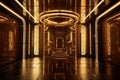 Futuristic Gold & Bronze Design with Symmetry and Neon Lights