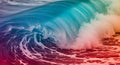 Captivating ocean wave with striking color gradient and dynamic motion showcasing natures power and beauty in full display Royalty Free Stock Photo