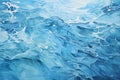 A captivating painting depicting a serene underwater scene with blue water and delicate bubbles, A fluid and rippled texture of