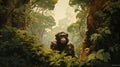 Baroque Sci-fi: Chimp In The Forest - Mannerism Illustration