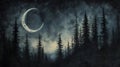 Nocturnal Elegance: Starlit Pine Forest./n