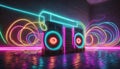 Pulsating soundscape in 3d neon