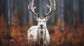 Epic Portraiture: Photo-realistic White Deer In Autumn Forest