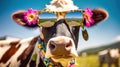 Specs and Spots: A Playful Cow in Stylish Eyewear