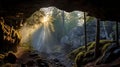 Misty Cave With Sunlight: National Geographic Style Photo