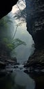 Misty River: A Captivating Photo-realistic Landscape In A Cave Royalty Free Stock Photo