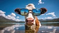 Spec-tacular Bovine: A Chic and Utterly Charming Pose Royalty Free Stock Photo