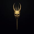 Realism Minimalist Illustration Of Gold And Black Lord Of The Rings Symbol With Sharp Edgy Compositions And Ritualistic Masks