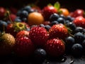 Refreshing Fruits Submerged in Water Drops