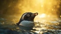 Golden Light A Photorealistic Penguin In Water