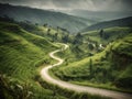 Serpentine Road Through a Green Valley