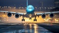 Majestic Takeoff: Airbus A380 Soaring Above a Vibrant Airport Terminal