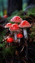 Vibrant Amanita Muscaria Mushrooms in Enchanting Forest