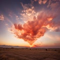 Ethereal Heart Cloud in Vibrant Sunset Sky