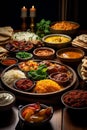 Exquisite Middle Eastern Iftar Feast on a Symmetrical Wooden Dining Table