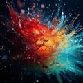 Vibrant Collision: Bursting Energy of Colorful Particles