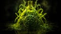 Intricate Chaos: Abstract Biohazard Symbols in Neon Green Royalty Free Stock Photo